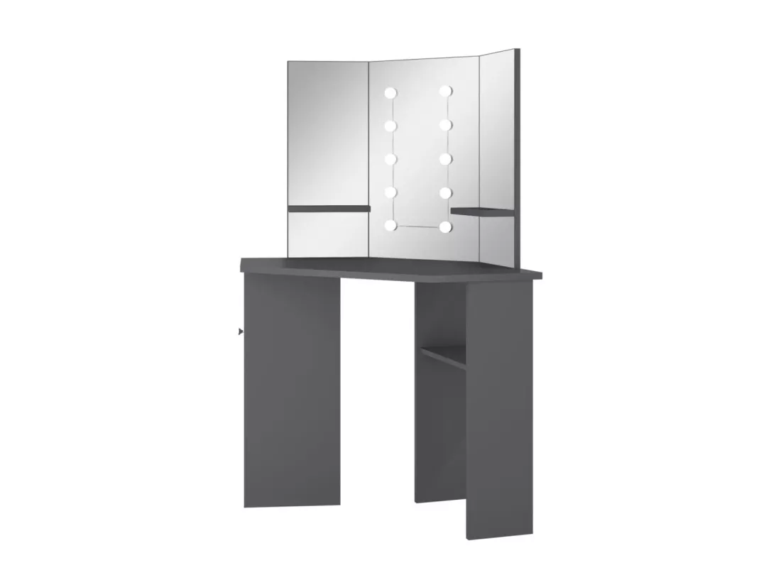Coiffeuse d'angle avec LED Gris 111x54x141,5