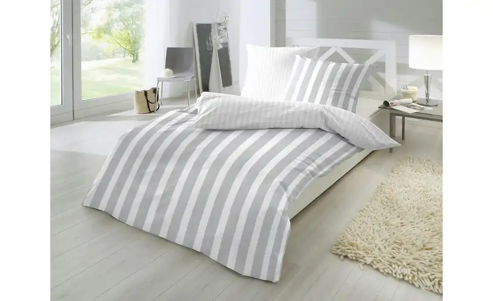 Perkal Bettwäsche-Set 220 cm 155 cm Weiß 155x220 cm
