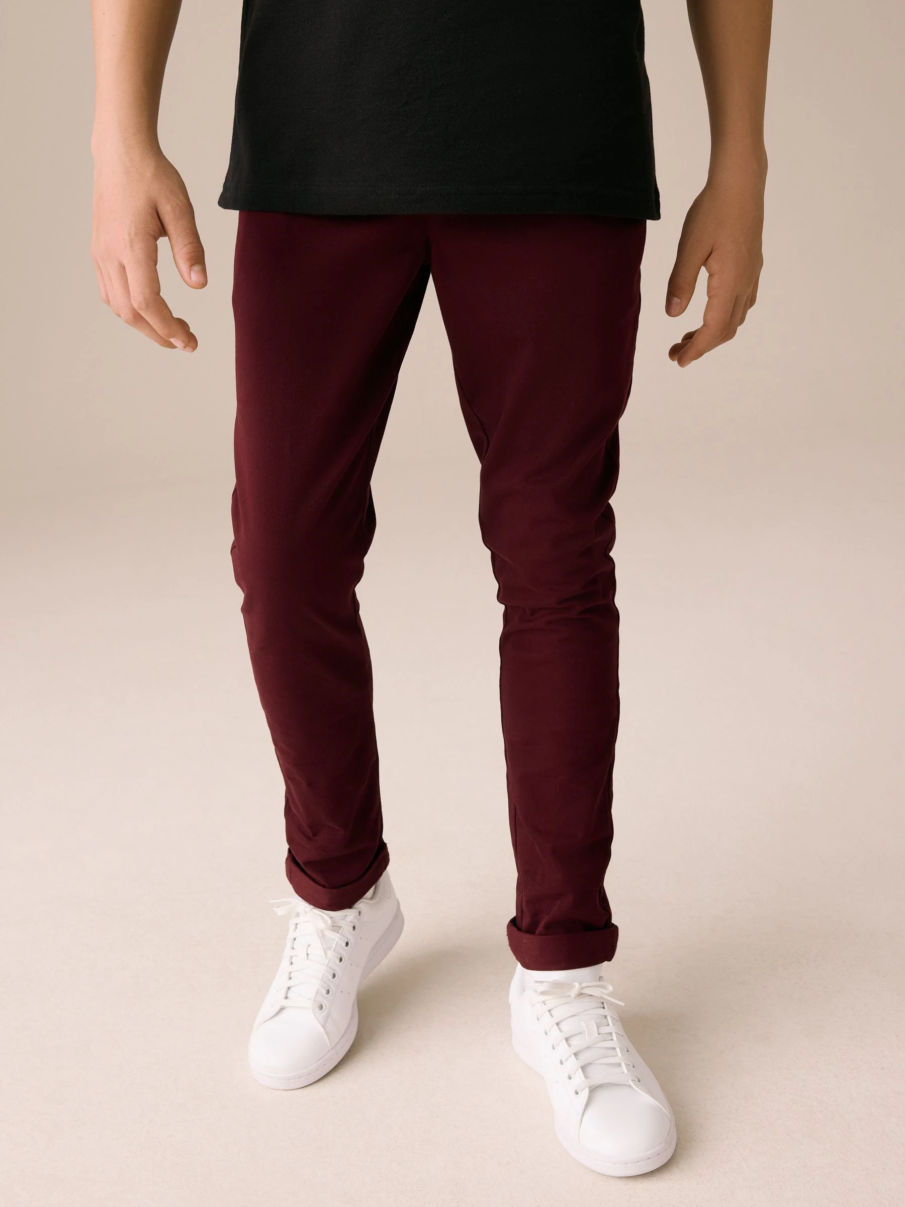 Bordeauxrood - Stretchy chino's (3-17jr)