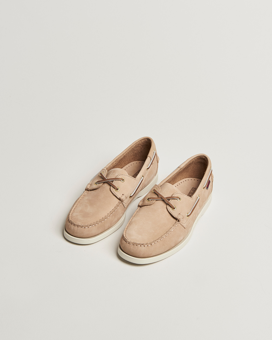 Sebago Docksides Portland Nubuck Boat Shoe Beige Camel