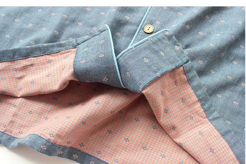 Dogini - Pyjamaset: Top met lange mouwen en bloemenprint + broek
