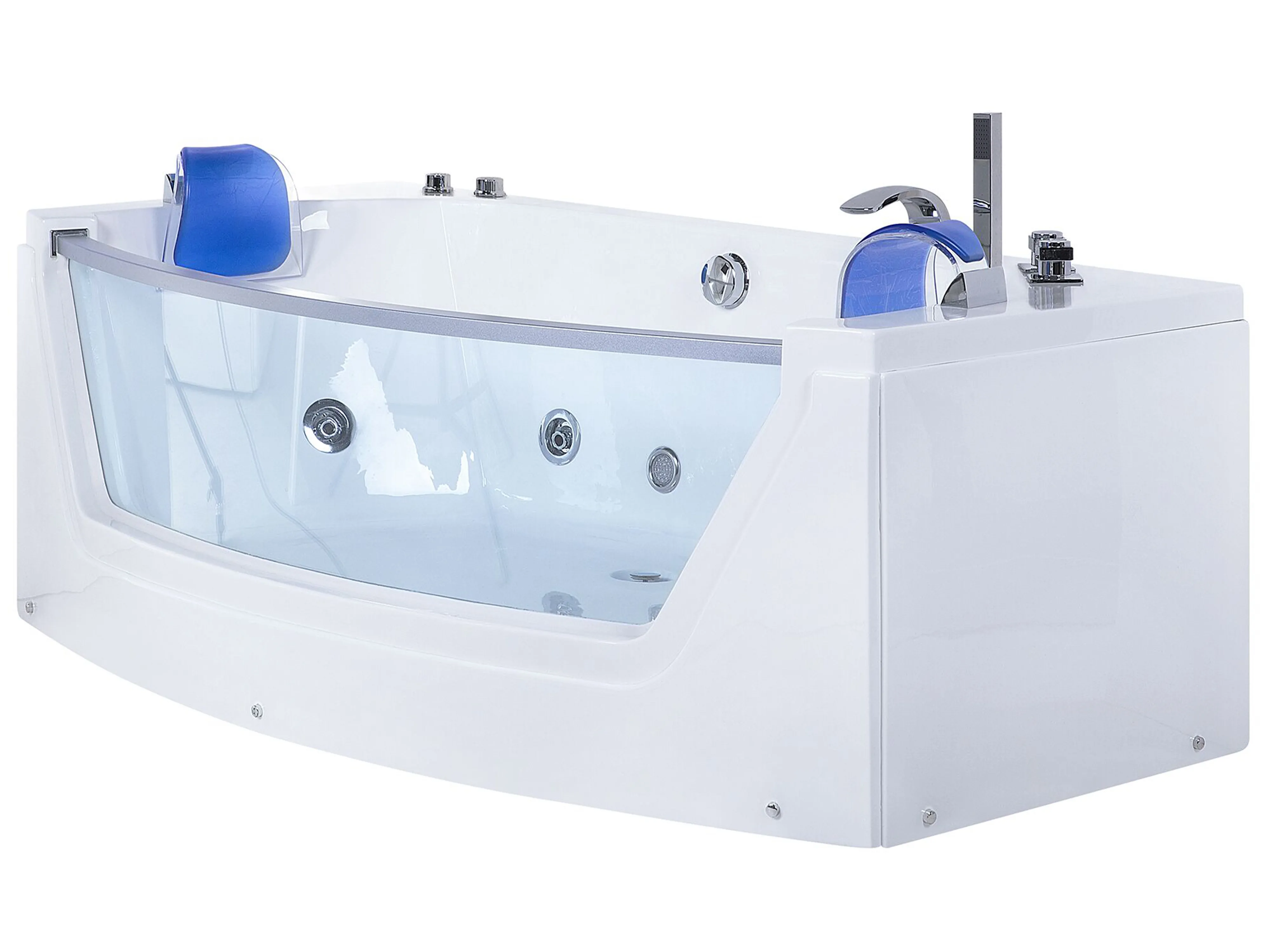 Hoek bubbelbad met LED FUERTE 175 x 85 cm Wit