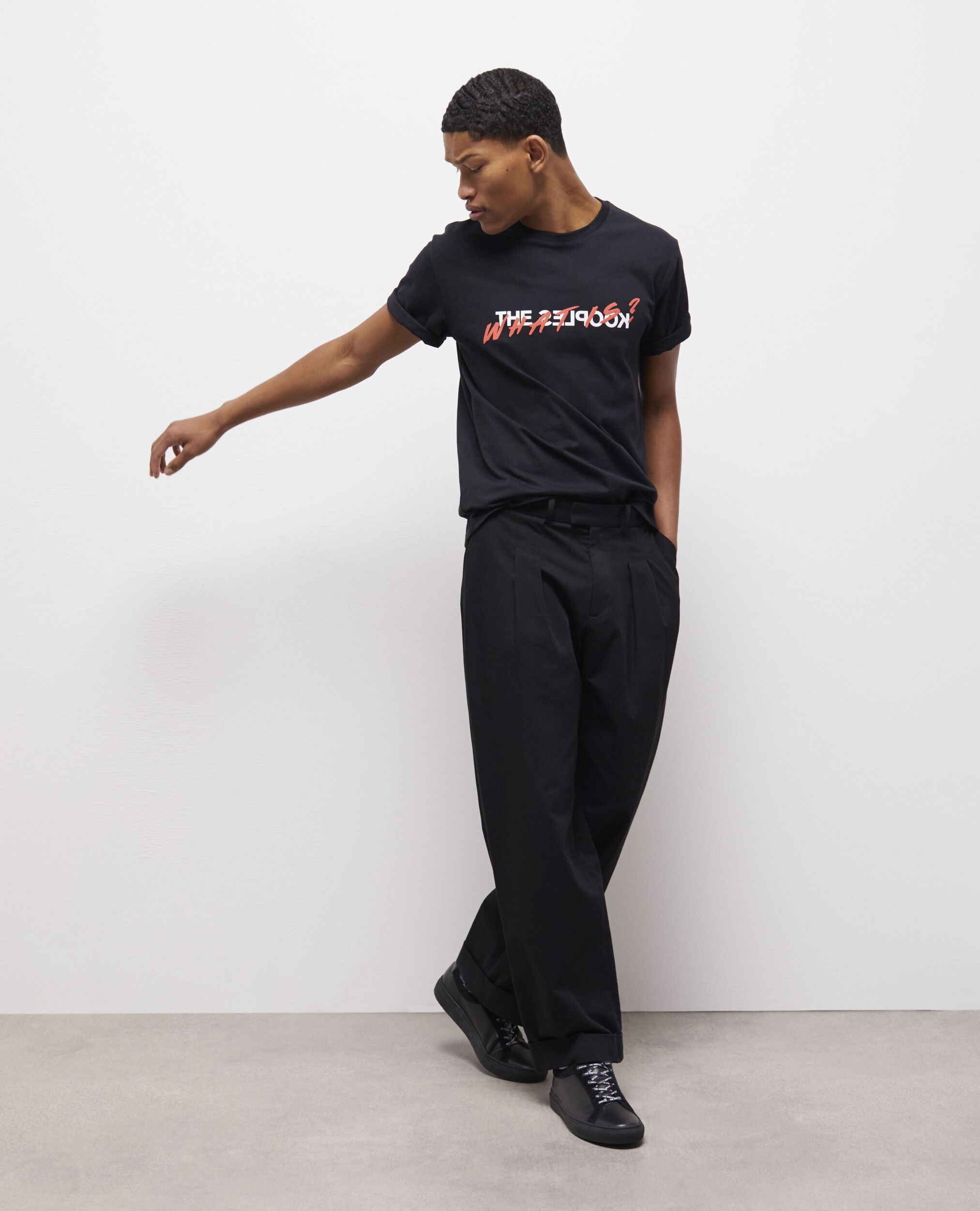 T-shirt noir coton imprimé What is
