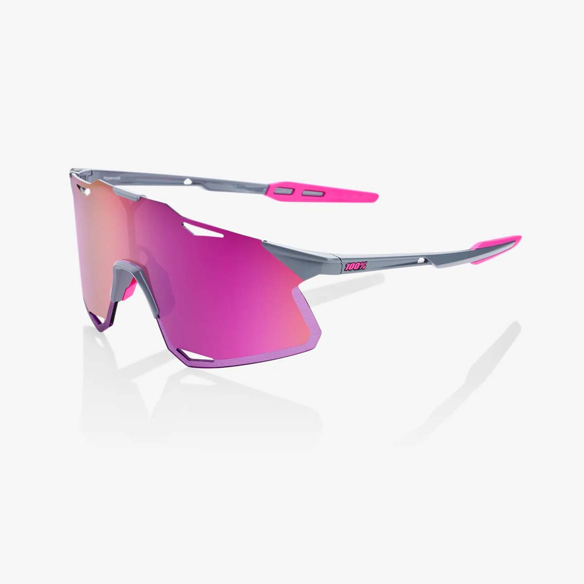 100% Hypercraft Sport Zonnebril Lichtgrijs Met Purple Multilayer Mirror Len