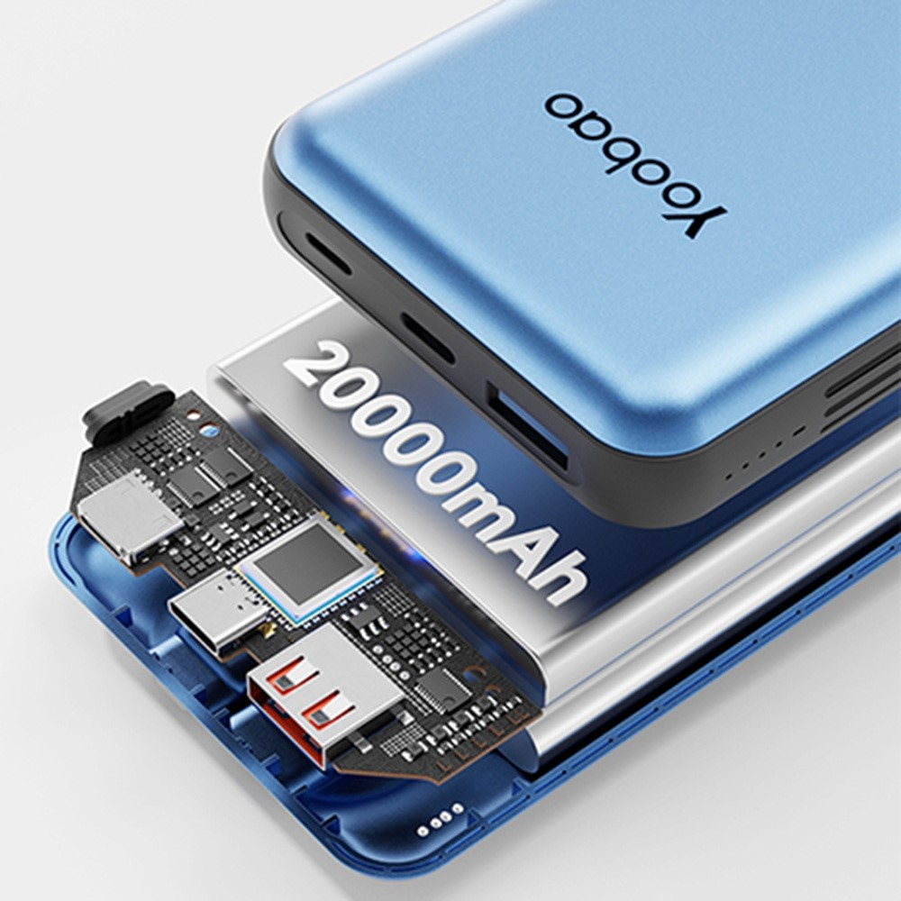 (22.5W) 20000mAh USB A / USB C Powerbank Ladegerät mit USB C / Lightning Kabel - Blau
