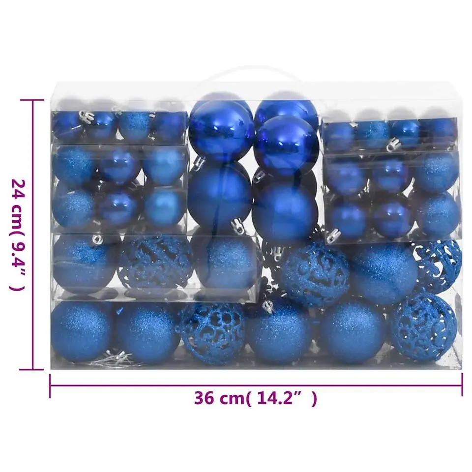 vidaXL - Kerstballenset - Blauw - Polystyreen