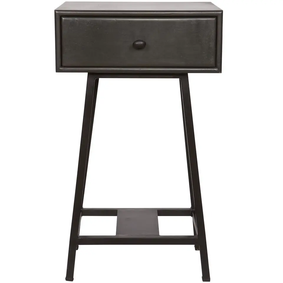 WOOOD Skybox Sidetable - Hout/Metaal - Zwart - 70x45x30