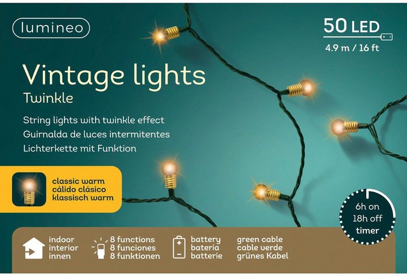 LED vintage string met twinkel effect - 490 cm - 50 LEDs