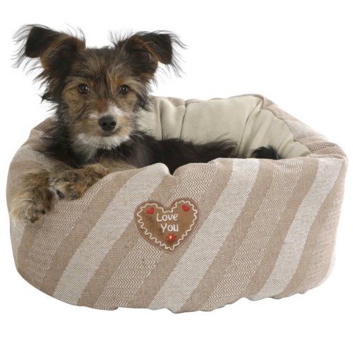 Cama Love You para cães de pequeno porte, bege