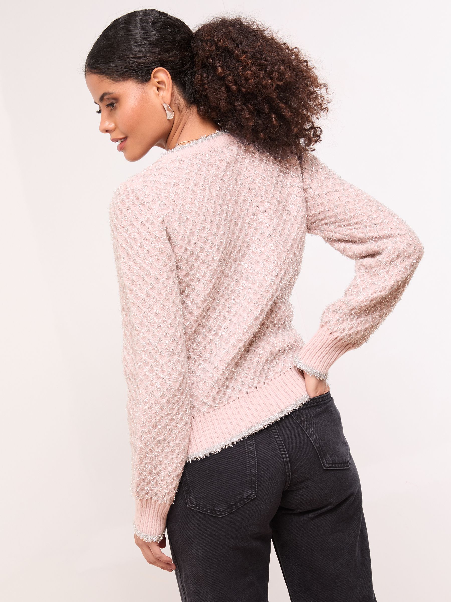 Lipsy Tinsel Sparkle Crew Neck Knitted Jumper