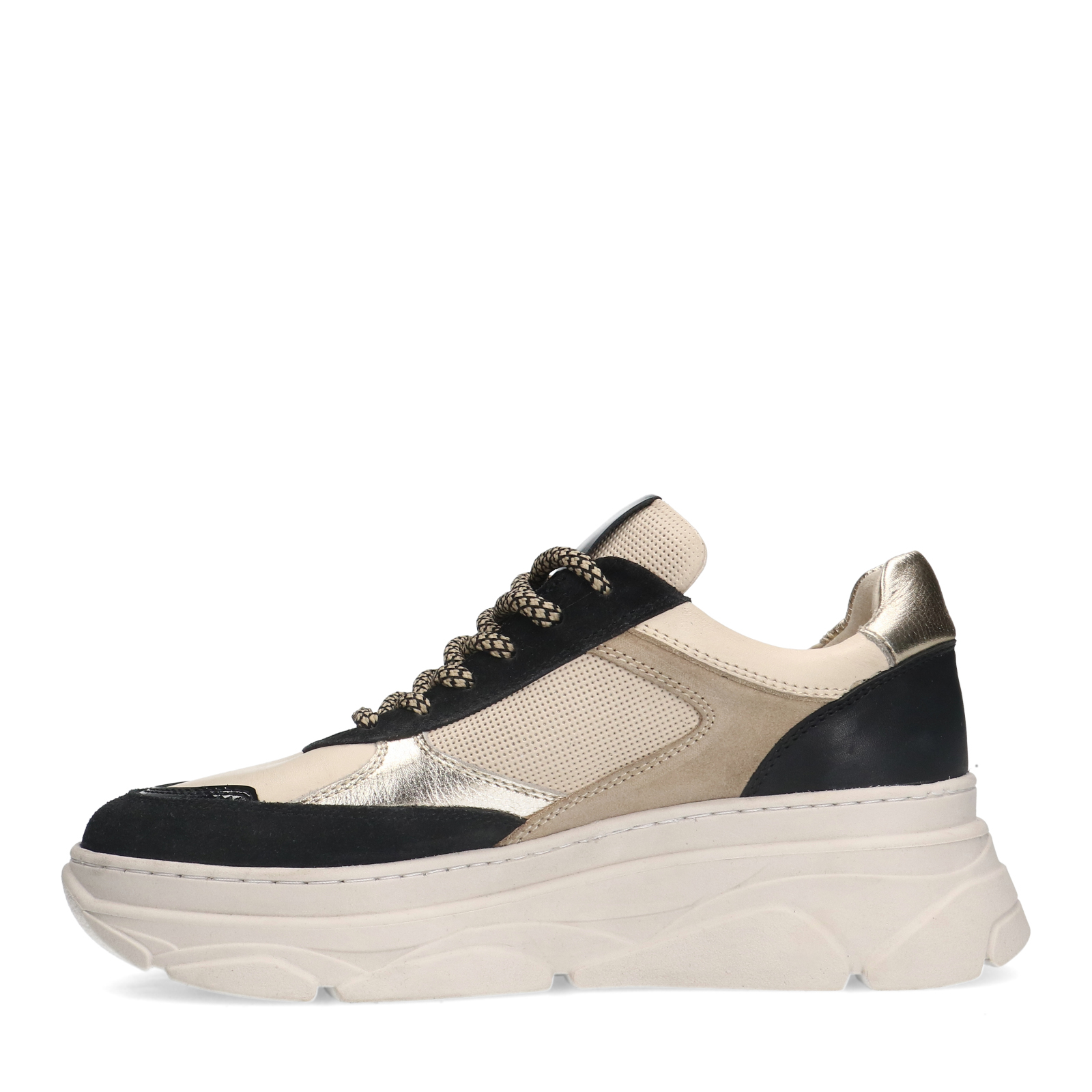 Zwarte leren sneakers met suède details