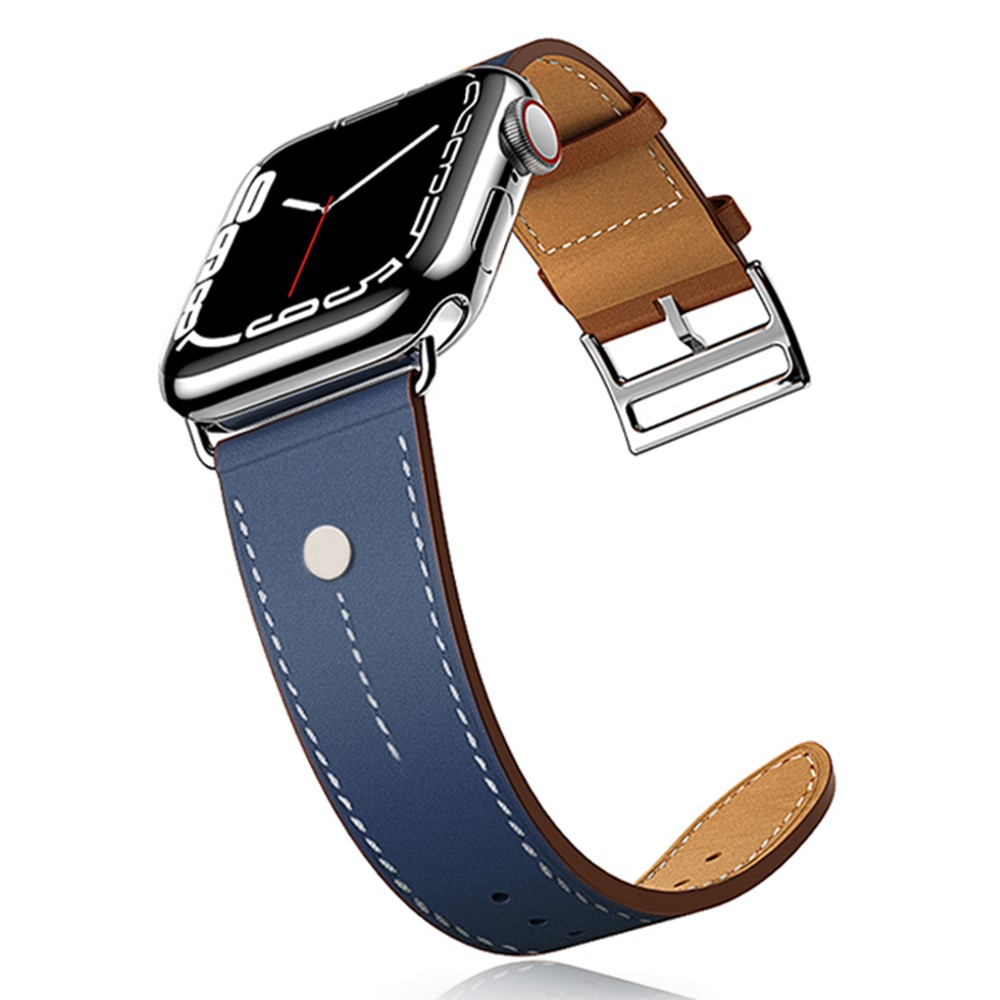 Apple Watch (42/41/40/38 mm) Echtleder Ersatz Armband mit Dornschliesse (Gelenkumfang 130-210 mm) - Hellblau