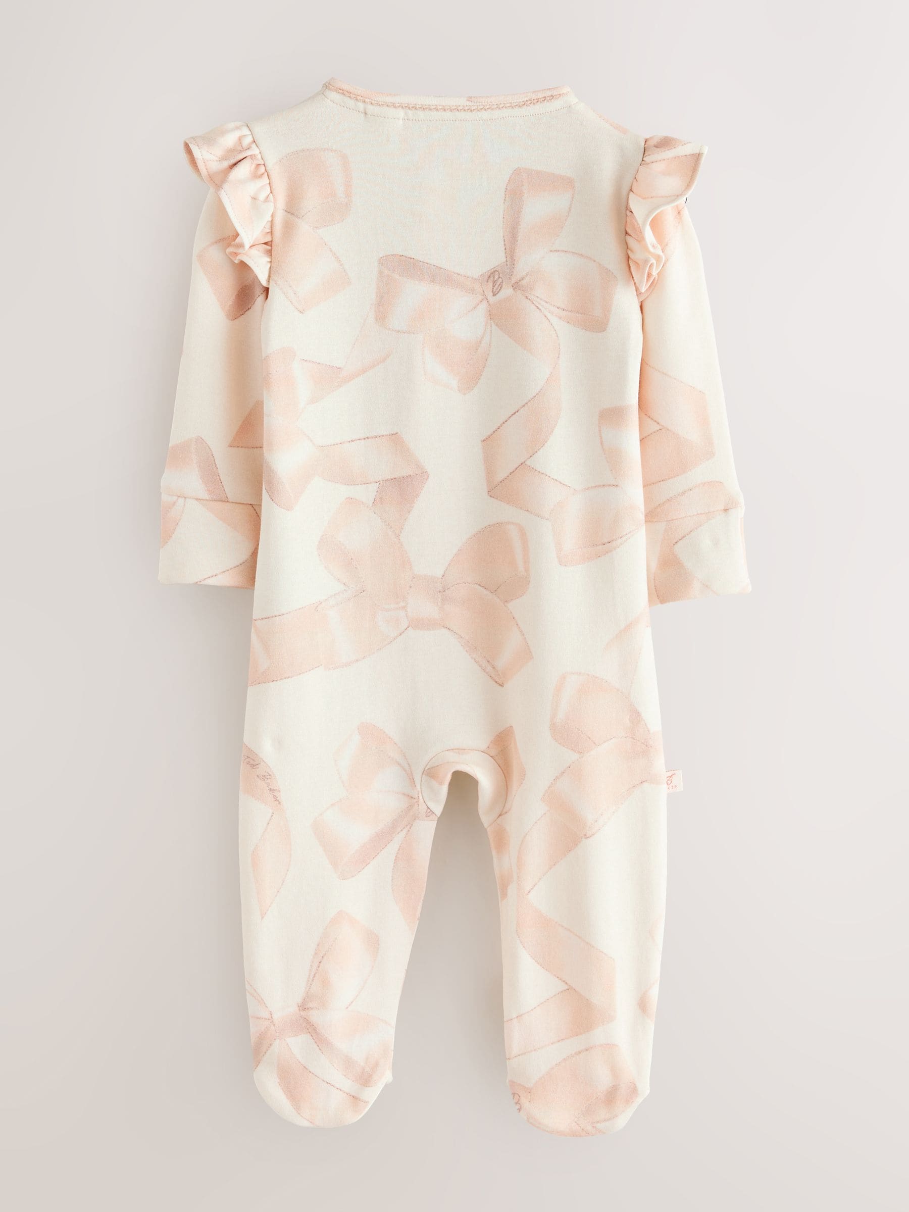 Baker by Ted Baker 2 Pack 100% Cotton Bow Printed Sleepsuits