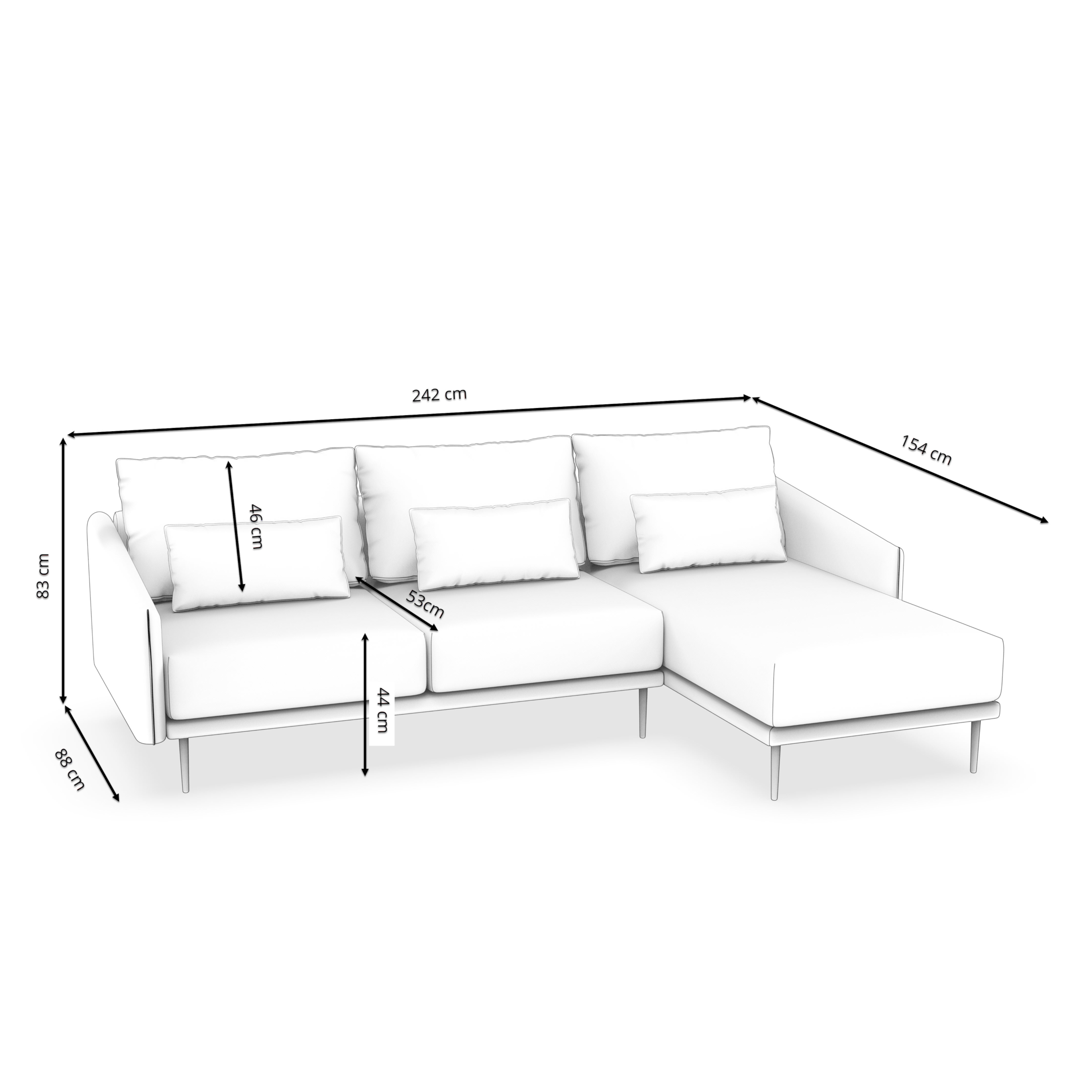 Ecksofa Leder LIV rechts beige