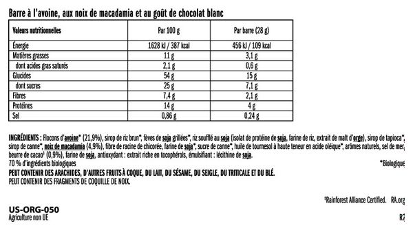 Barre énergétique Clif Bar Mini Chocolat Blanc/Noix de Macadamia - 28g