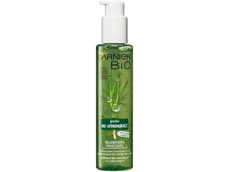 Garnier Reinigungsgel Bio Lemongrass 150 ml Natürliches, belebendes Waschgel mit ätherischem Lemongrass-Öl