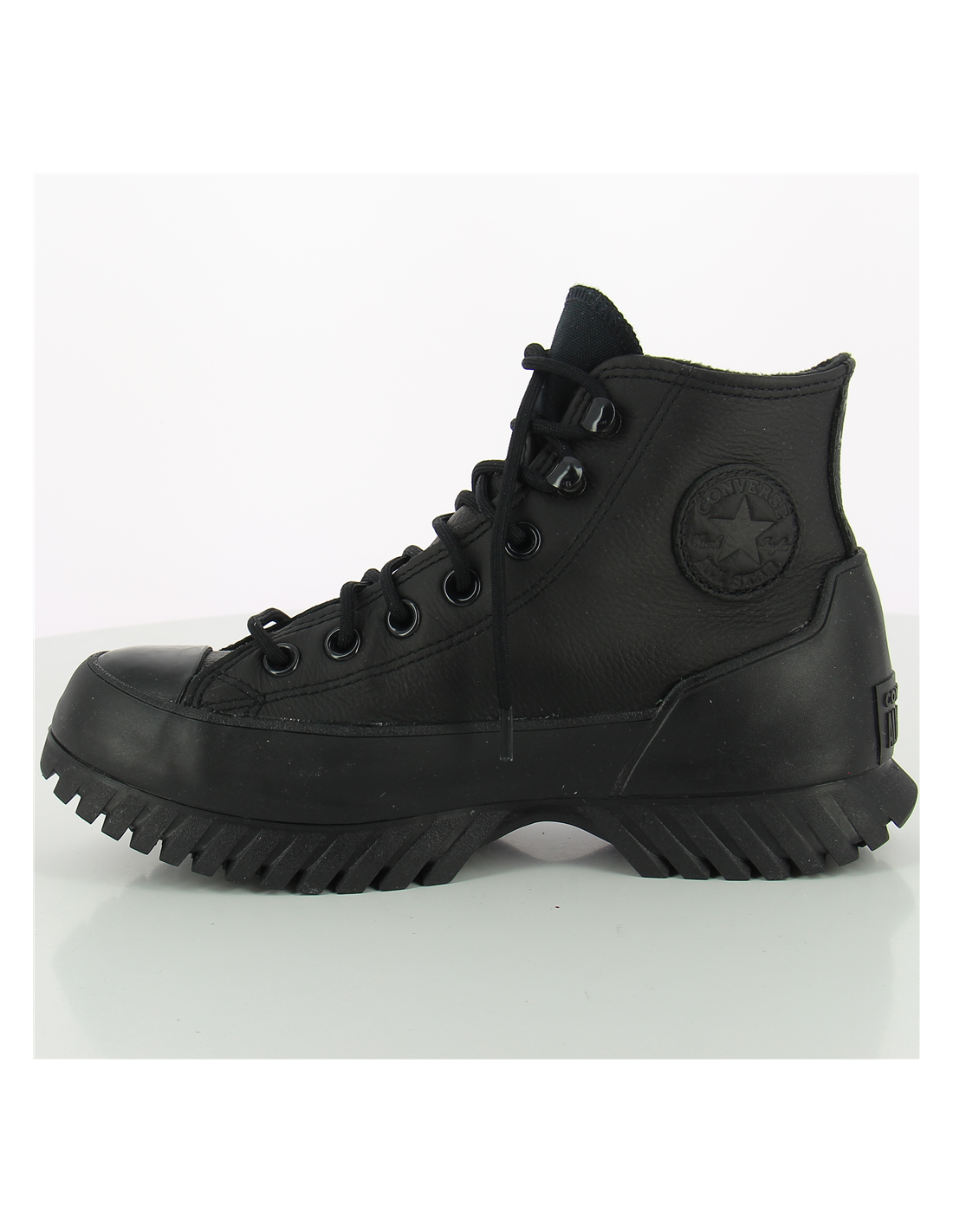 converse sneakers compensées montantes femme lugged winter 2.0 hi mono cuir noir