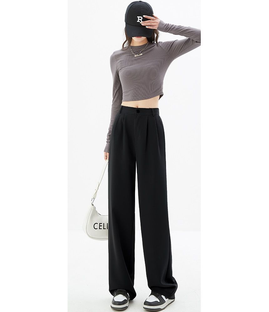 evanesce - Hoge taille effen wijde broek