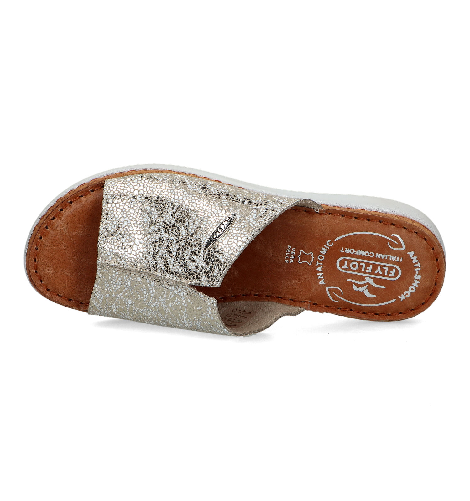 Slippers op sleehak goud
