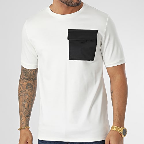 Tee Shirt Poche Blanc Noir