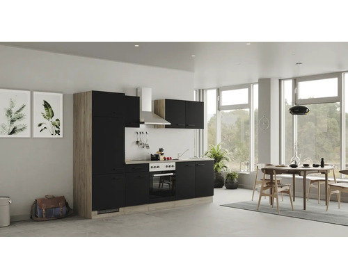 Flex Well keukenblok met apparatuur Capri 270 cm zwart mat gedemonteerd omkeerbaar uitvoering 00012601