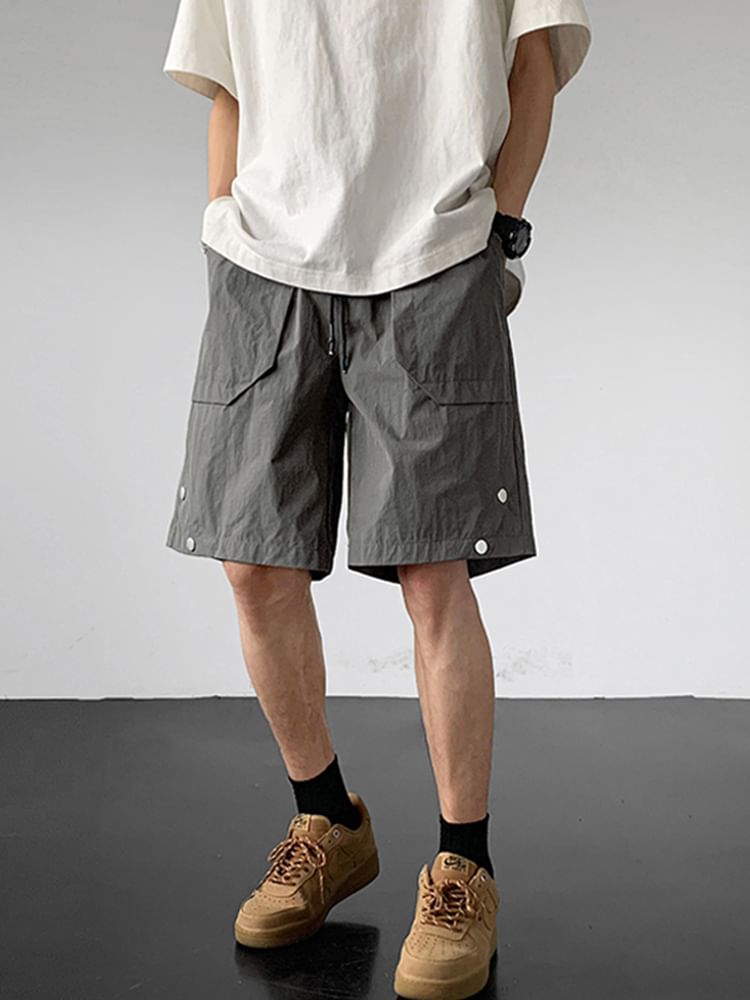 emeisa - Effen shorts met trekkoord en drukknopen