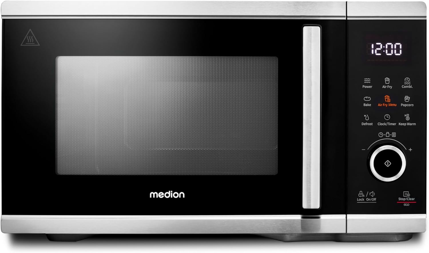 MEDION Mikrowelle mit Heißluftfritteusenfunktion (25 Liter, 1.500 Watt Heißluft, 900 Watt Mikrowelle, 9 Automatikprogramme, Popcorn-Taste, Auftaufunktion, LED Display, MD11499)