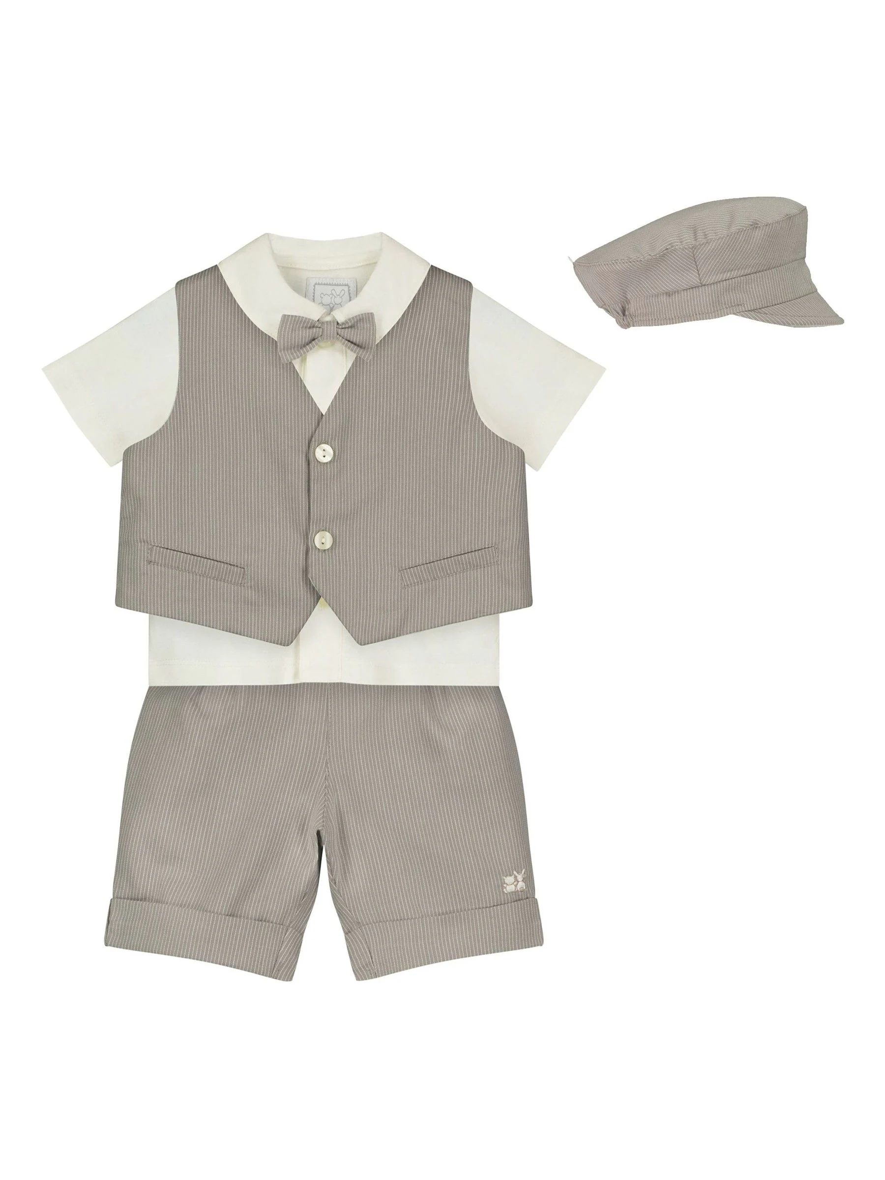 Emile Et Rose Natural 100-delige set van overhemd, gilet en short van 3 % katoen