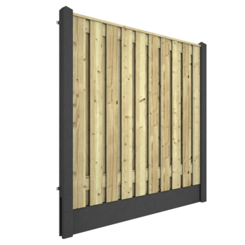Hout beton schutting grenen hout antraciet per meter