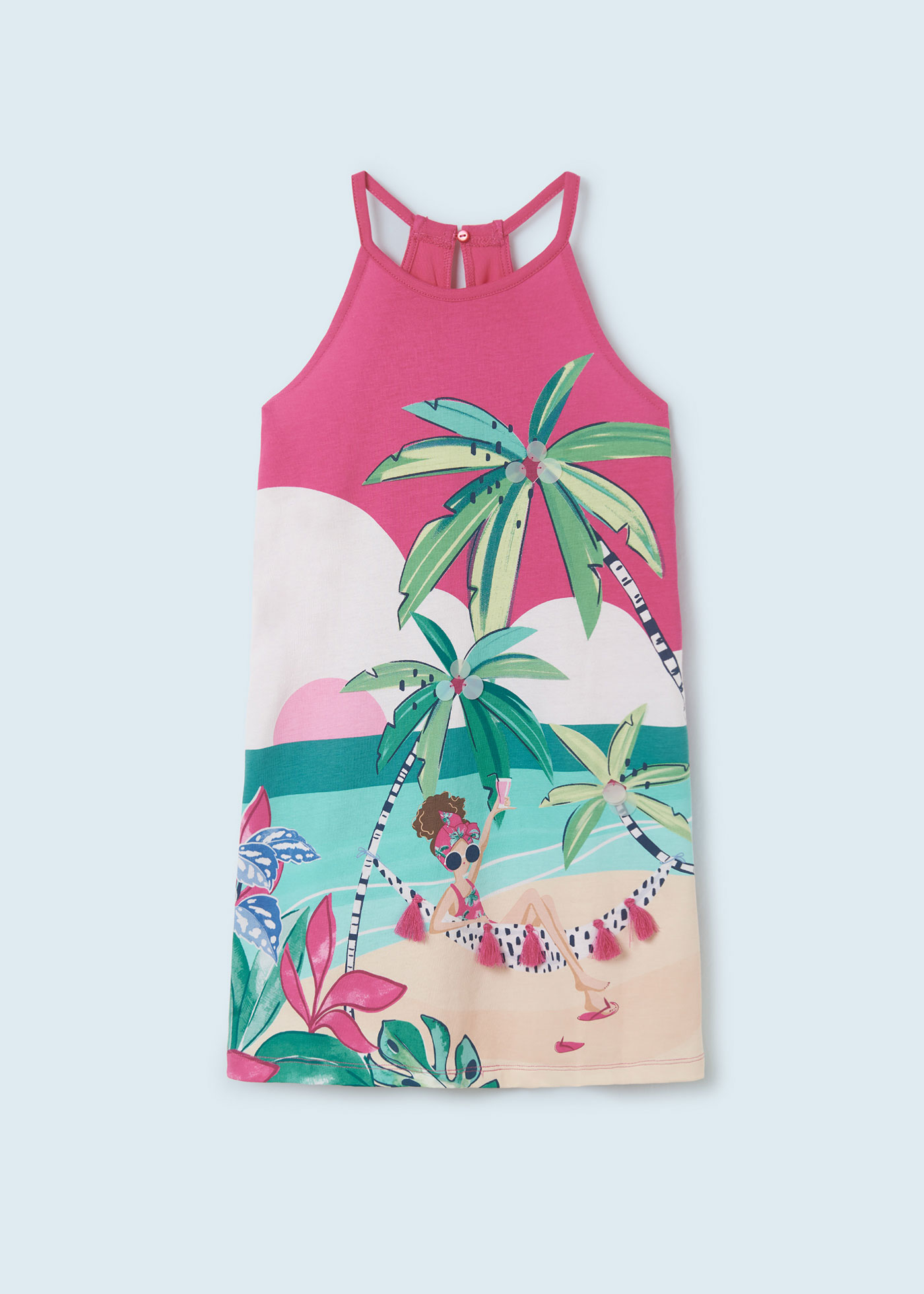 Vestido de algodão estampado para meninas