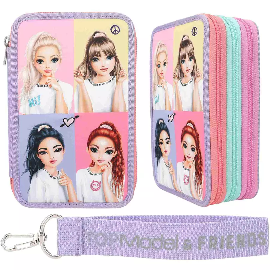 Depesche 3-Fach Federtasche SNAP SHOTS inkl. Stifte TOPModel 20 x 13 x 7 cm bunt