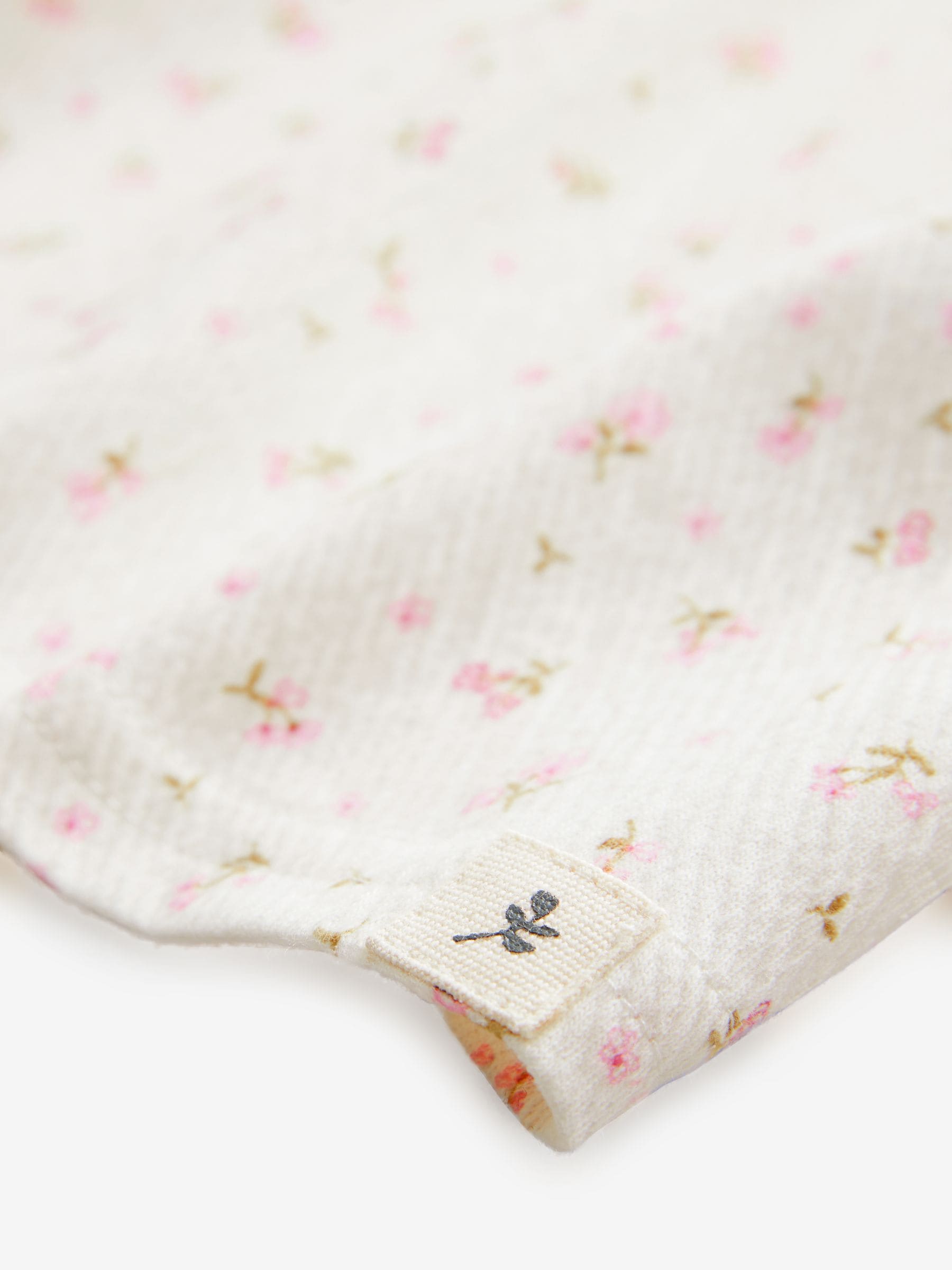 Crèmekleurige fijne bloemenprint - Blouse met lange mouwen en geplooide hals (3mnd-7jr)