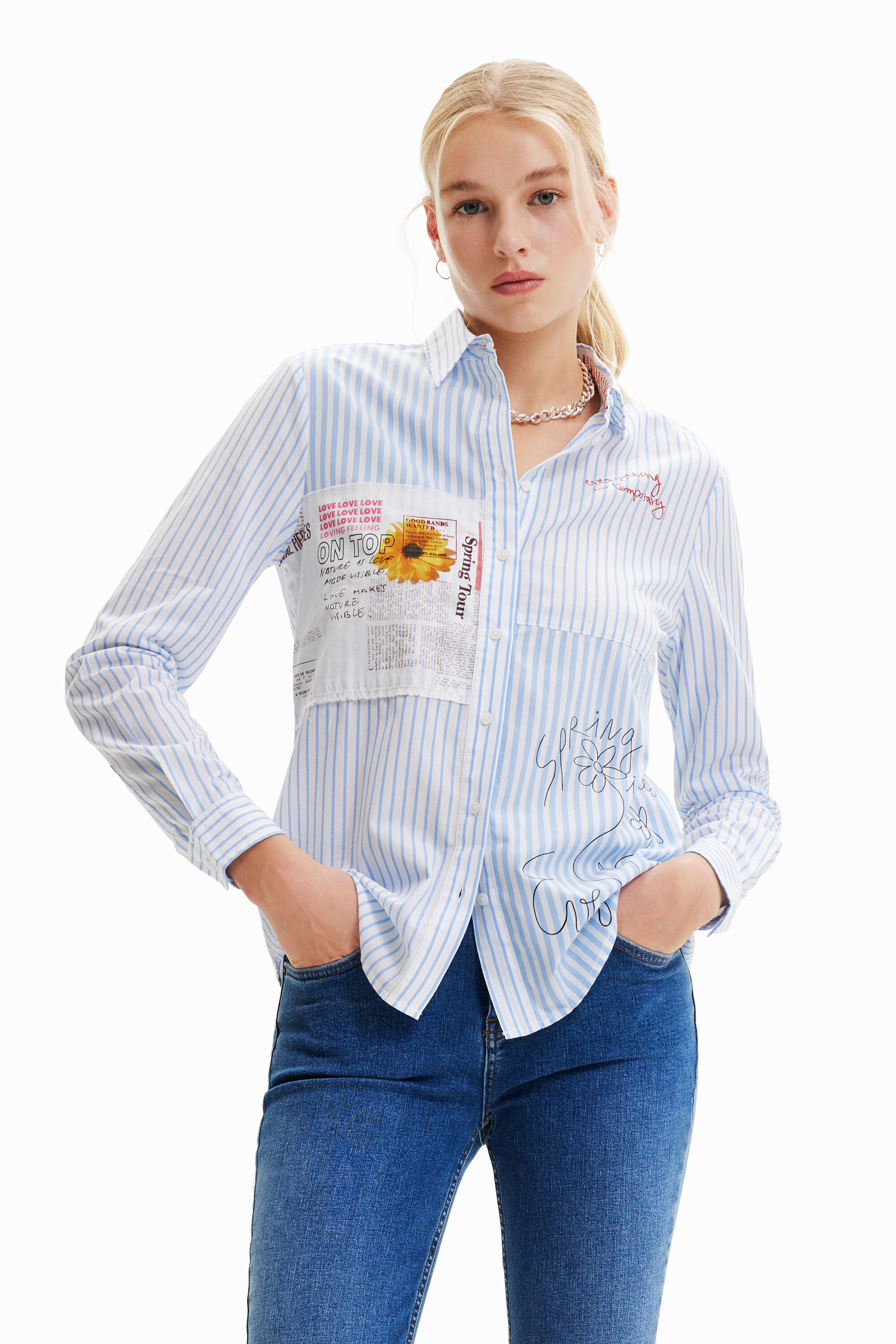 Camisa listrada com detalhes