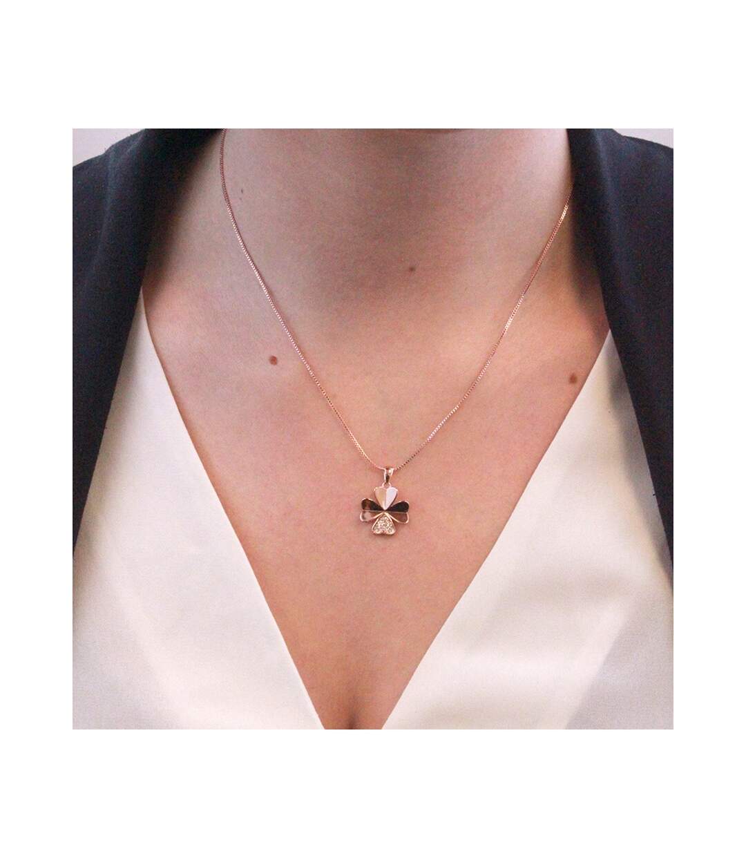 Pendentifs Clover Petal - Or Rosé et Cristal