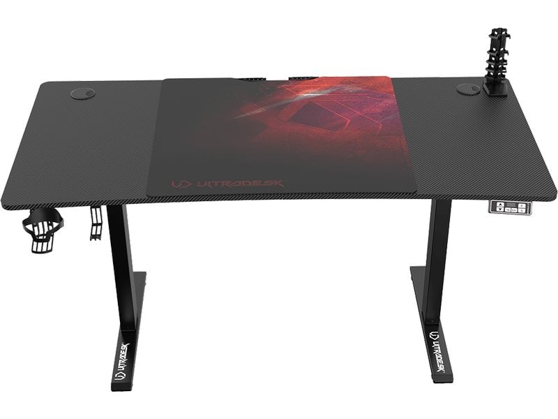 Ultradesk Gaming Tisch Level V2 Rot Elektrisch höhenverstellbarer Gaming-Tisch für bis zu zwei Monitore