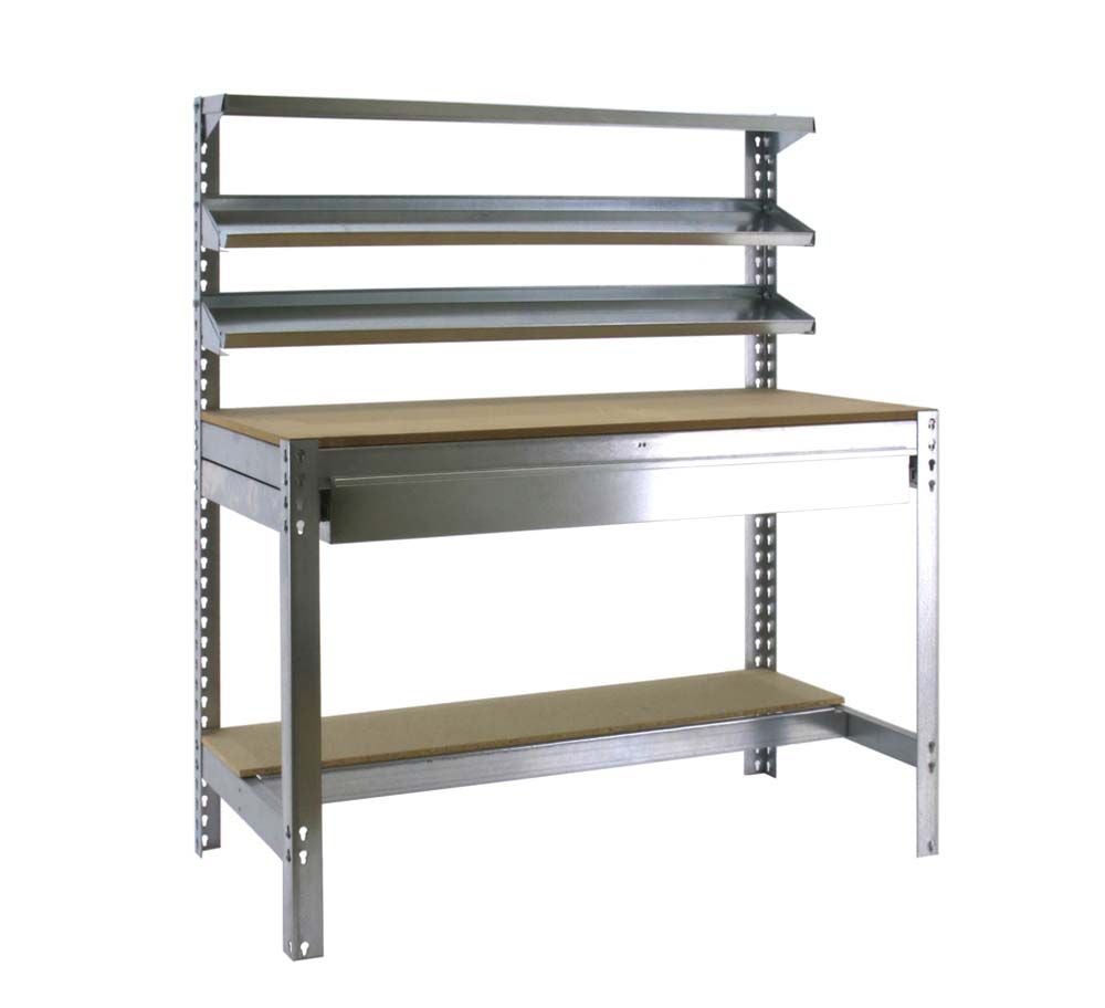 PROREGAL Buffalo werkbank met voorplank en lade, afmetingen (H x B x D): 84 x 150 x 76 cm, draagvermogen: 600 kg, gegalvaniseerd