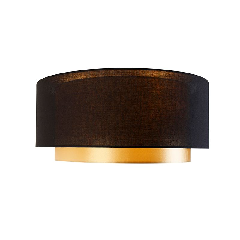 Moderne plafonnière zwart met goud 50 cm 3-lichts - Drum Duo
