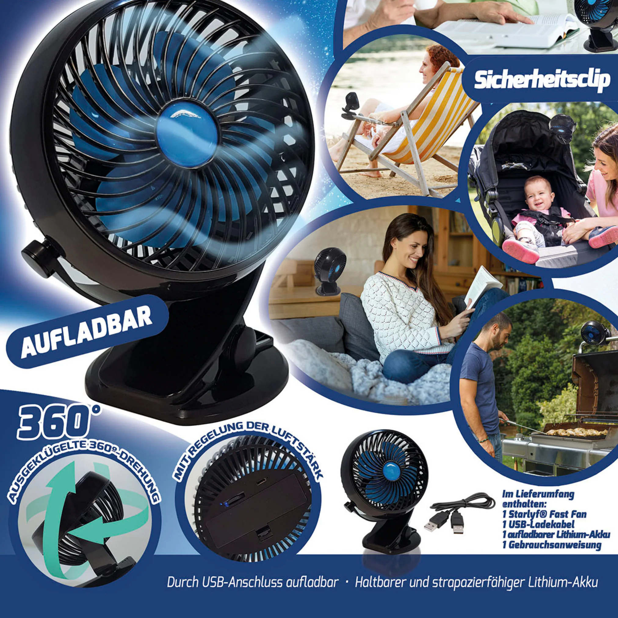 Starlyf® Mini Akku Ventilator - Miniventilator Fast Fan