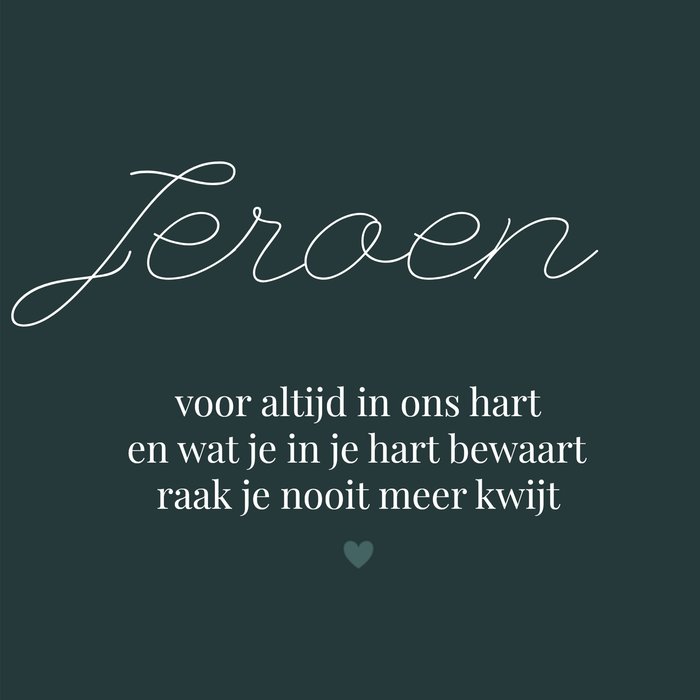 Greetz | Condoleancekaart | In ons hart