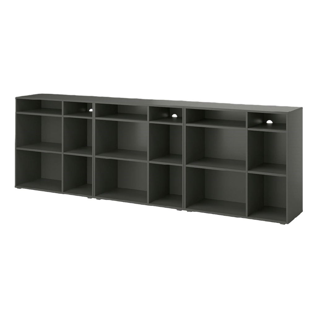 Meuble bas de rangement modulable 4 colonnes – gris anthracite – 180 x 40 x 70 cm