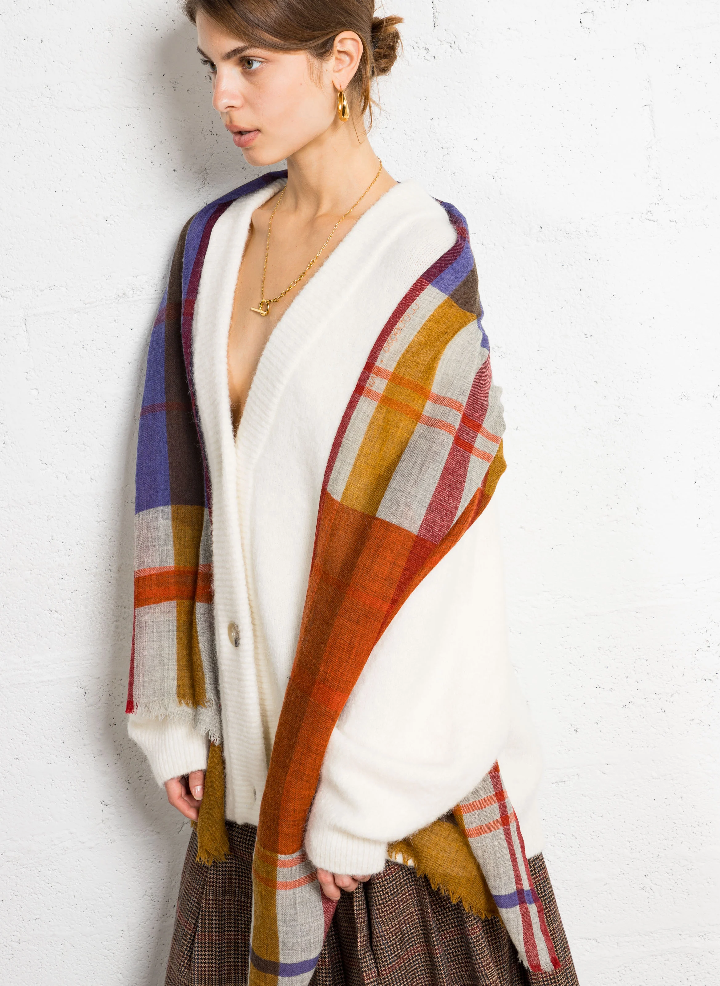 DIVINE - Foulard imprimé en laine | Multicolore