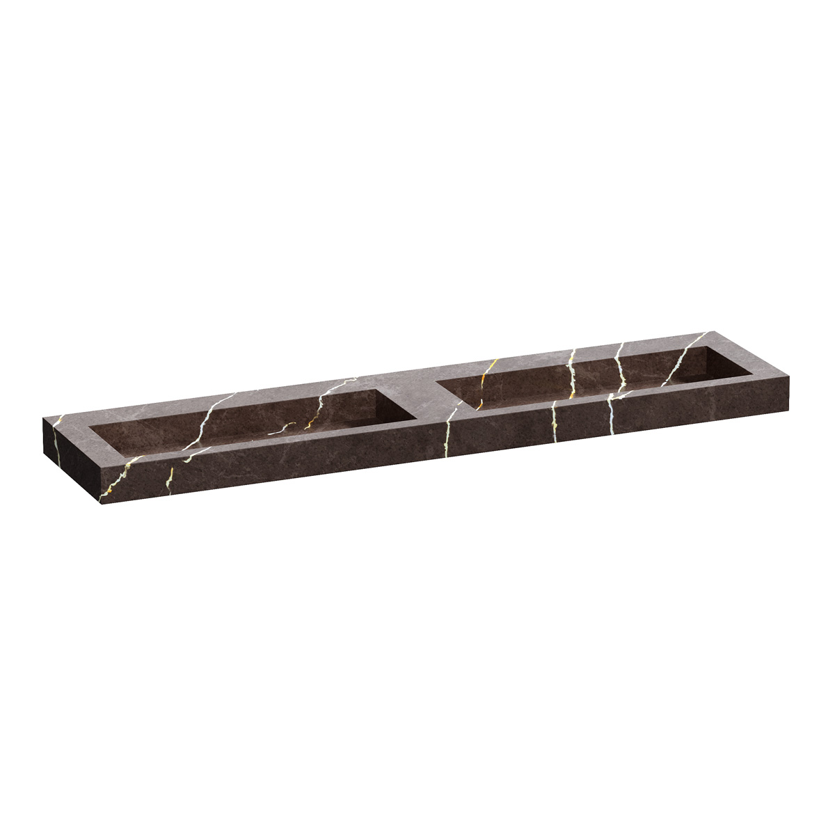 Brauer Coral dubbele wastafel marmerlook 200cm zonder kraangat copper brown