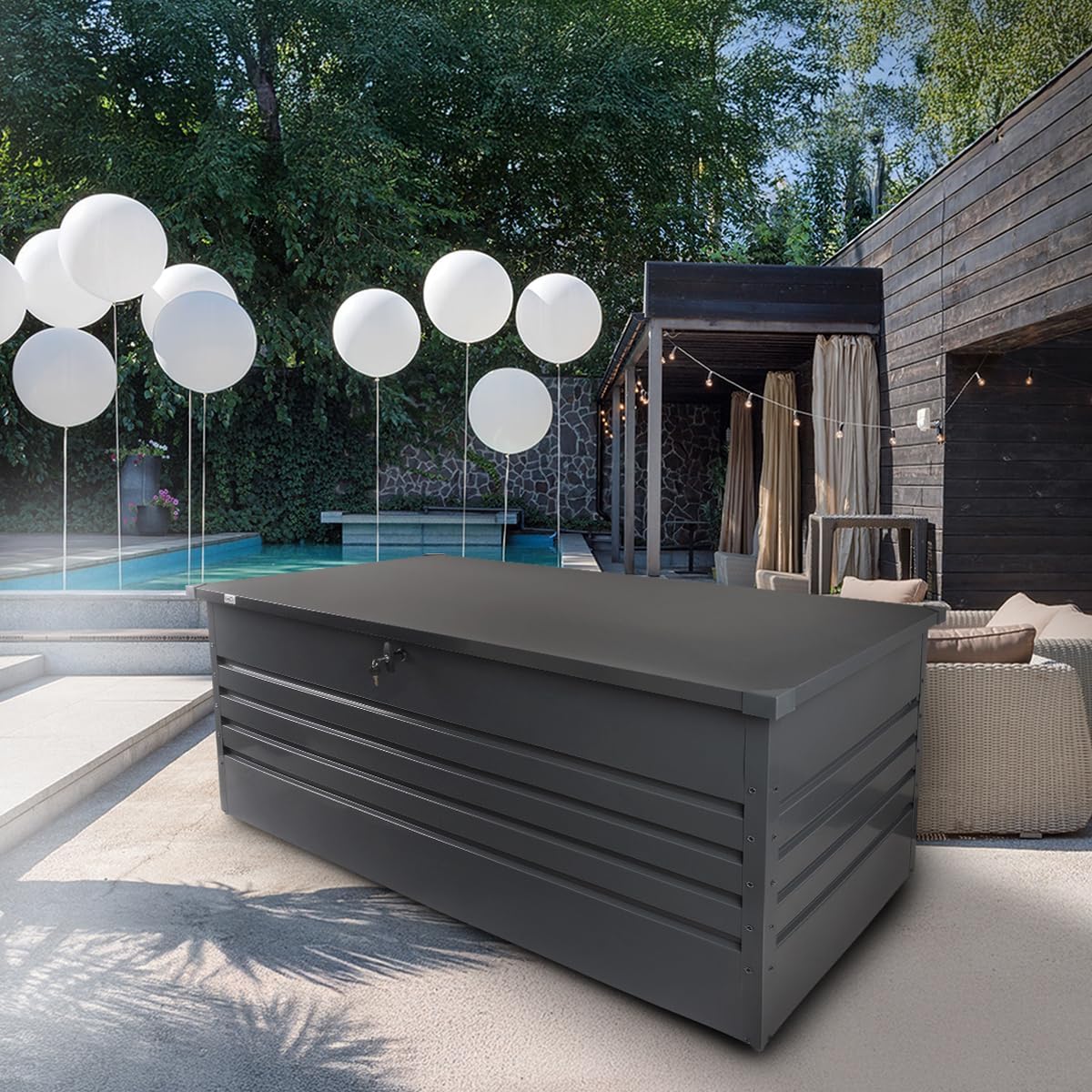 Grindi - Gartenbox Metall - Kissenbox - Auflagenbox - 1000l - 185x82x75 - Orto III - Aufbewahrungsbox mit Deckel - Outdoor - Sitzbank mit Stauraum - Gartenhaus - Geräteschuppen - Truhe mit Deckel