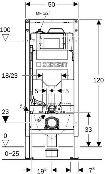 Geberit - Duofix Sigma - Inbouwreservoir - Hygiënespoeling Koud Water