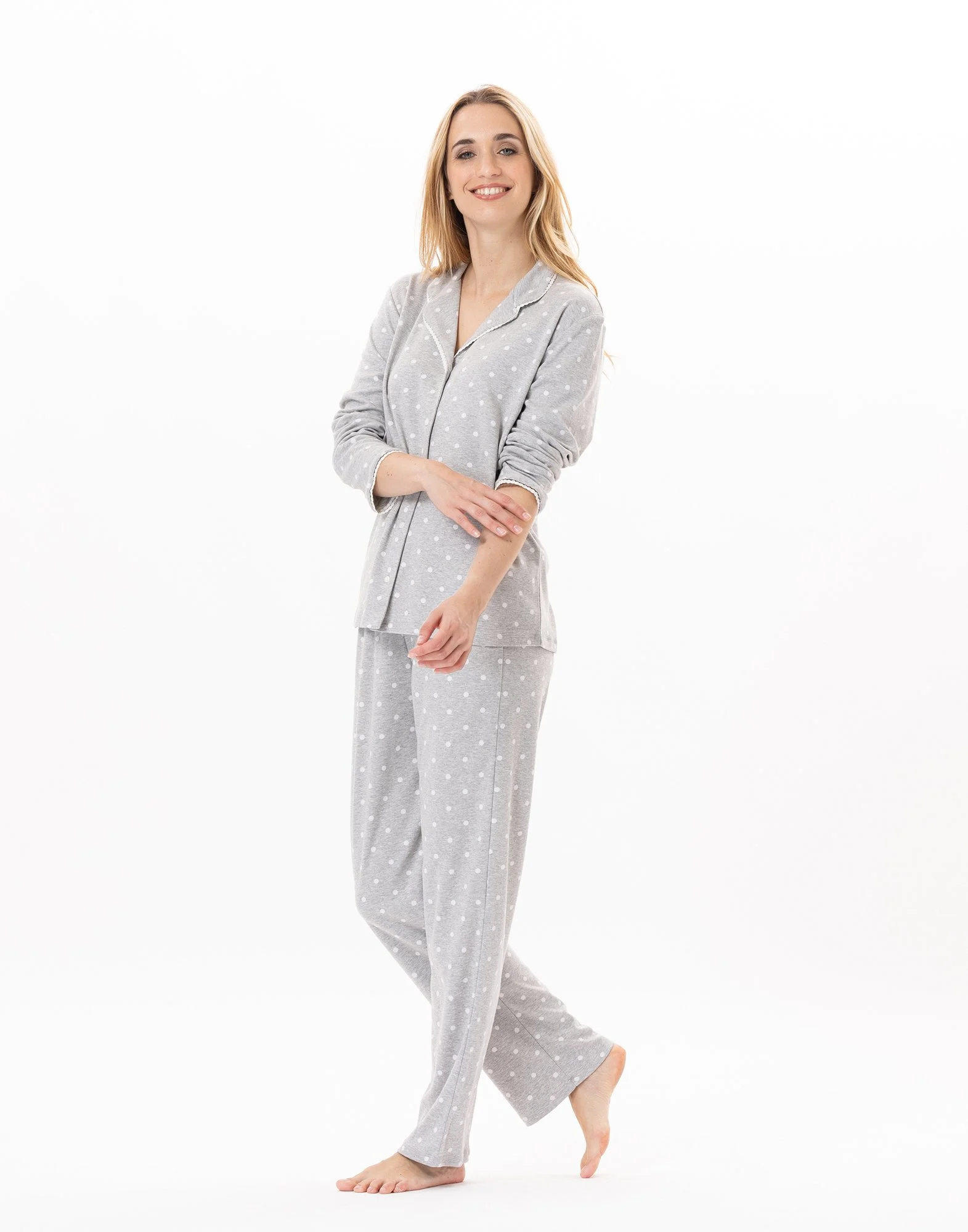 CHAMADE 806 - Pyjama boutonné en coton | Gris