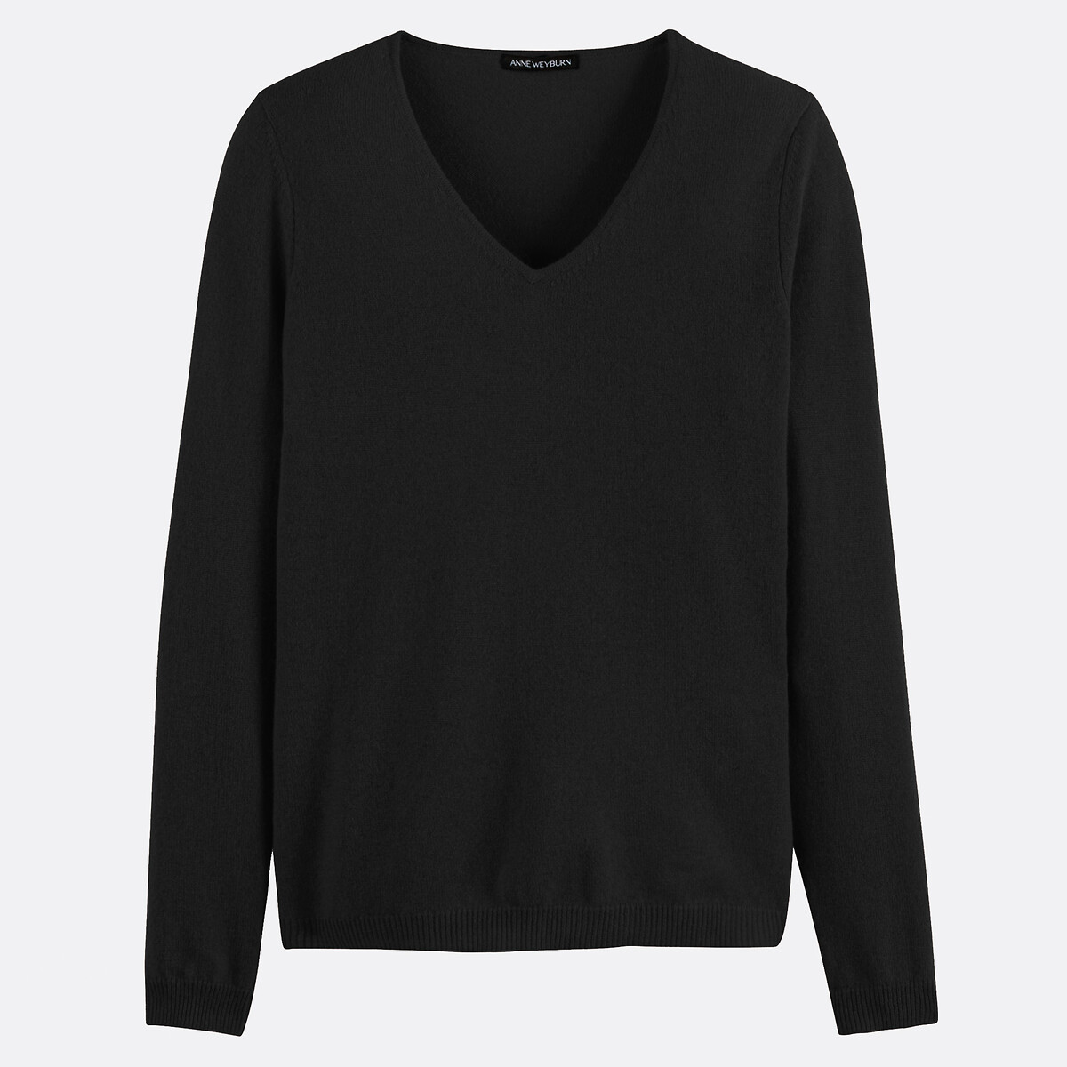 ANNE WEYBURN<br>Suéter com decote em V em malha fina de cashmere puro