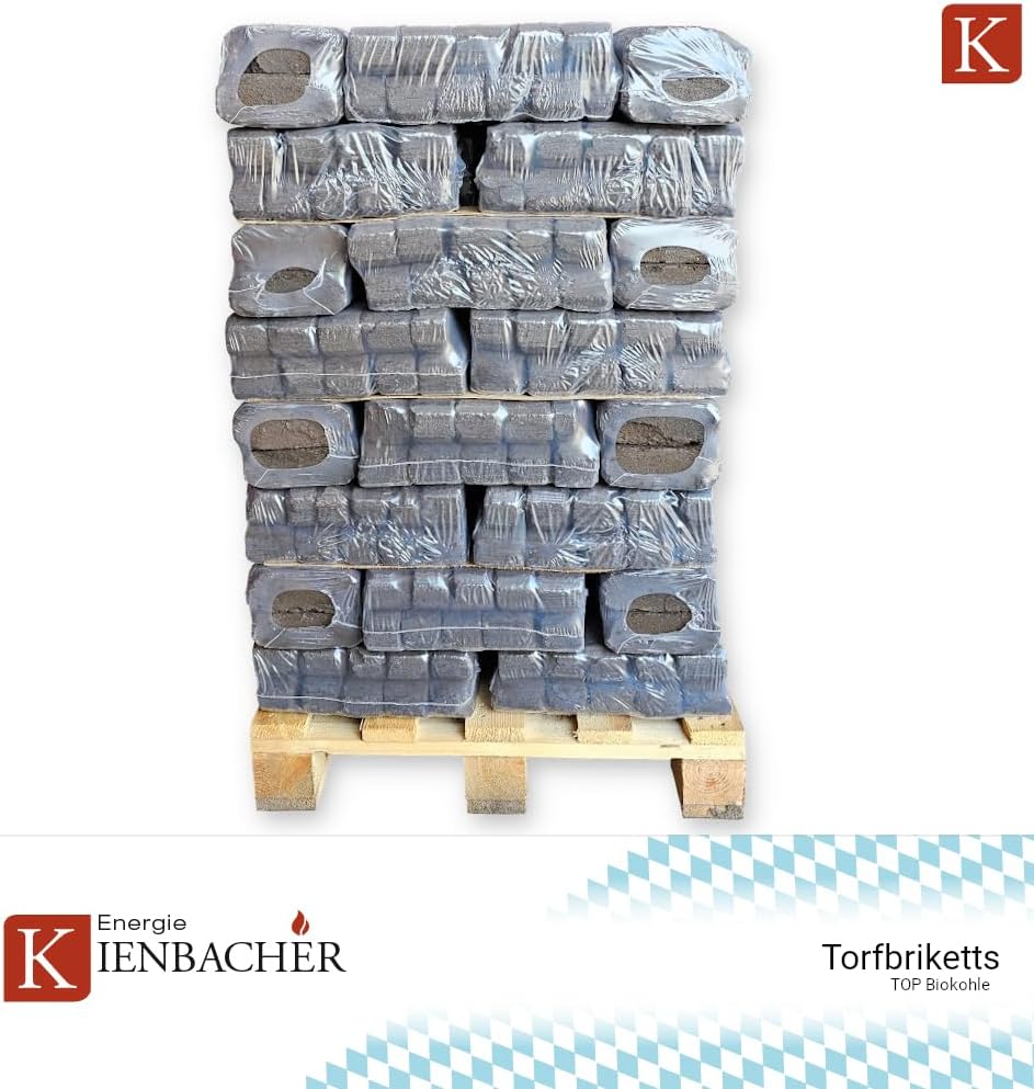 300kg Palette Torfbriketts Torfkohle Naturkohle Braunkohle Gluthalter Dauerbrenner Kamin Ofen Brenn Holz Heiz Kohle Brikett | Energie Kienbacher (300)