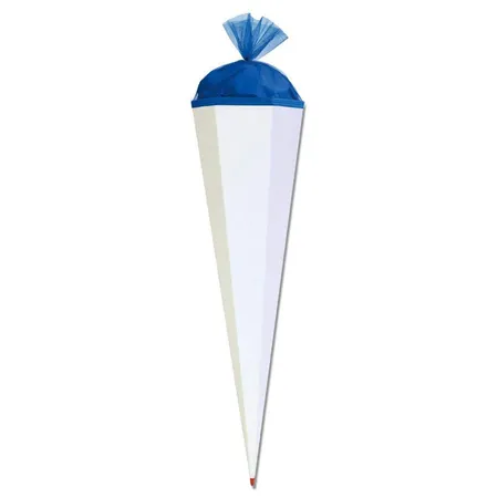 Roth Bastelschultüte 85 cm weiß mit farbigem Verschluss Verschluss blau