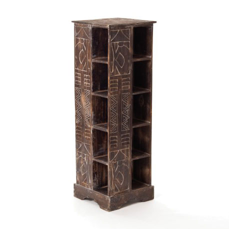 CD-Regal 'Primitif' vierseitig, braun, H 100 cm, L 33 cm, B 33 cm von fischer's lagerhaus