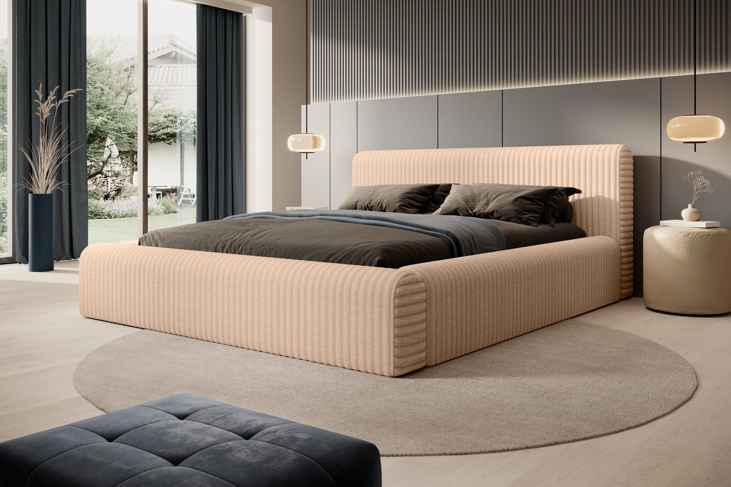 Trae Mobler Hana 140 x 200 cm Gestoffeerd Bed Beige